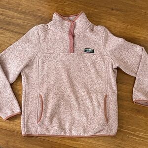 L.L. Bean Heathered Light Pink Snap Pullover Fleece